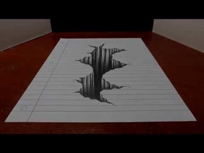 Trick Art on Line Paper   Drawing 3D Hole