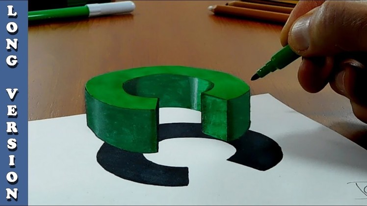 Try to do 3D Trick Art on Paper, floating letter C, Long Version