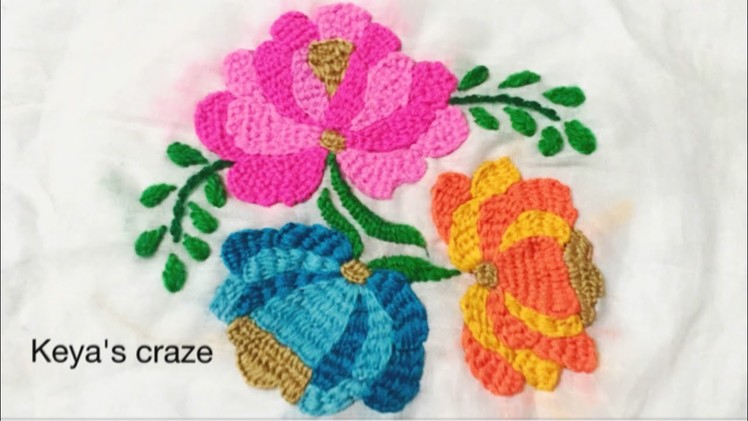 Unique flower hand embroidery with buttonhole stitch variation | Keya's craze | hand embroidery-90
