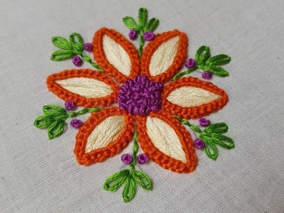 Unique flower stitch | satin stitch hand embroidery
