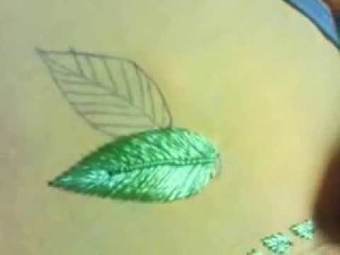 Various Leaves with Satin Stitch By Hand