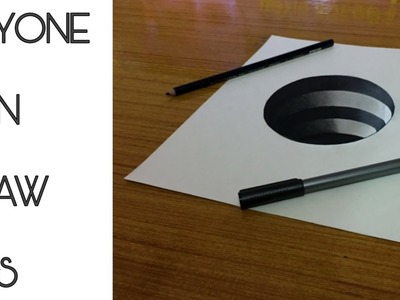 Very Easy! How To Draw A 3D Hole For Beginners And Kids Step By Step - Anamorphic Illusion