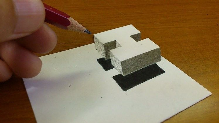 Very Easy!! How To Drawing 3D Floating Letter "H"  - Anamorphic Illusion - 3D Trick Art on paper