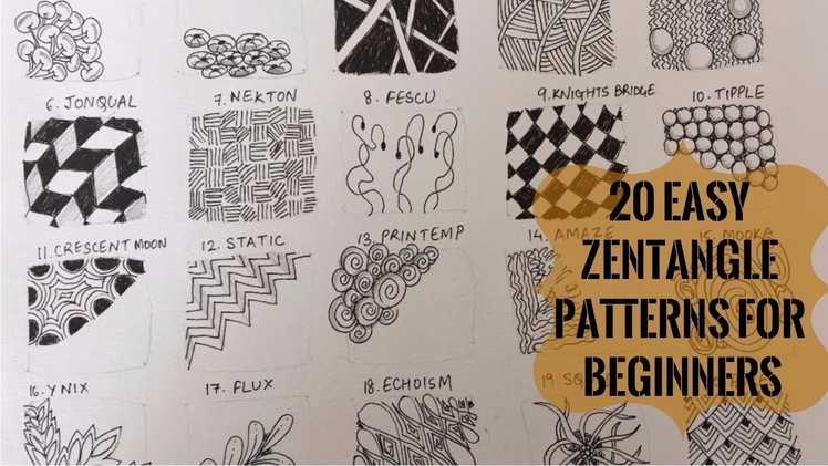 20 Easy Zentangle Patterns for Beginners to start off Zentangling! - How to Zentangle for beginners
