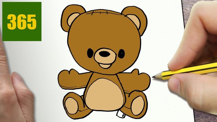 HOW TO DRAW A BEAR CUTE, Easy step by step drawing lessons for kids