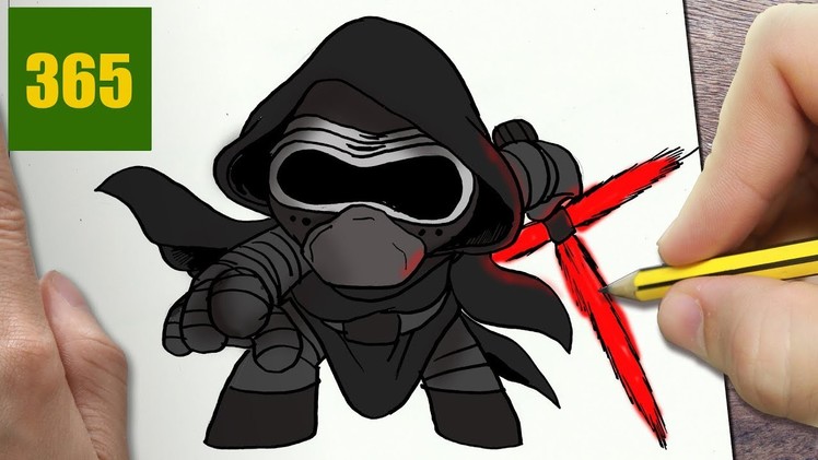 HOW TO DRAW A KYLO REN CUTE, Easy step by step drawing lessons for kids