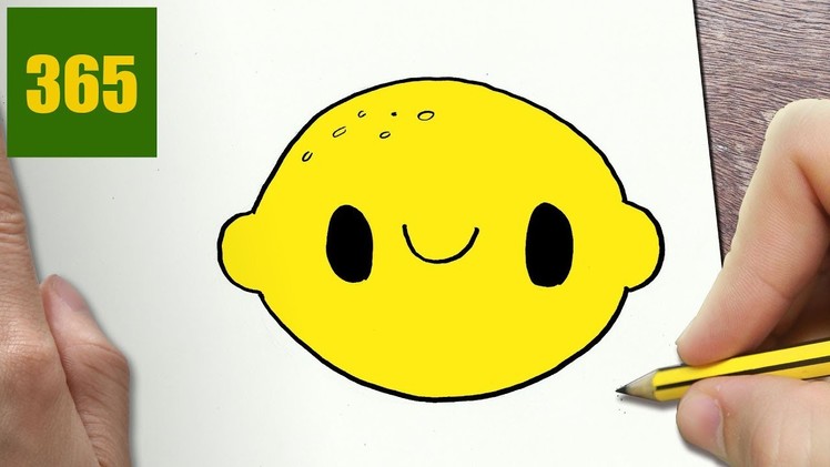 HOW TO DRAW A LEMON CUTE, Easy step by step drawing lessons for kids