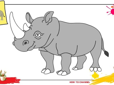How to draw a rhino SIMPLE, EASY & SLOWLY step by step for kids