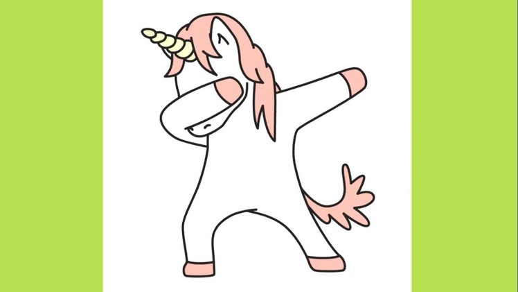How to draw Cute Dabbing Unicorn for kids easy step by step
