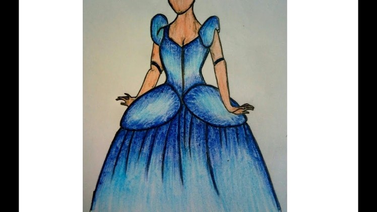 How to draw dress of cinderella step by step (very easy) 2017