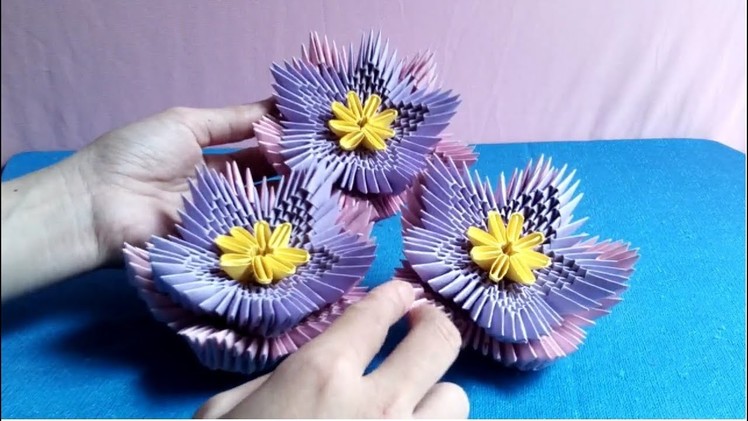 How to make 3d origami flower - làm hoa origami 3d
