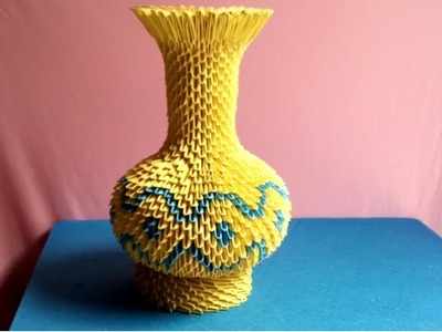 How to make 3d origami vase   Làm lọ hoa origami 3d