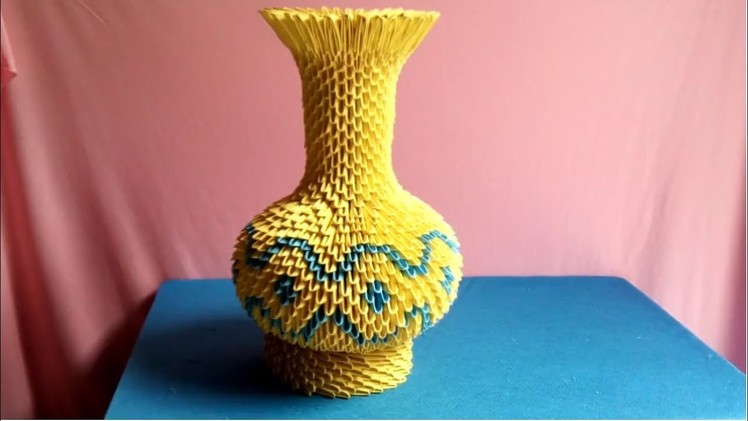 How to make 3d origami vase   Làm lọ hoa origami 3d