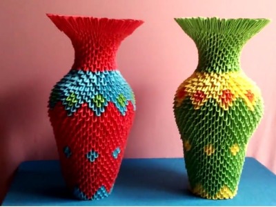 How to make 3d origami vase - Làm lọ hoa origami 3d V3