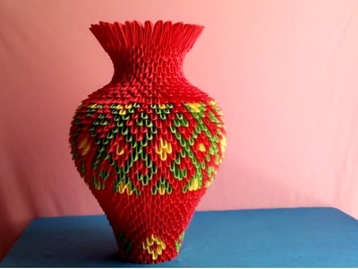 How to make 3d origami vase - làm lọ hoa origami 3d v2