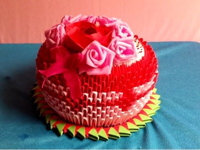 Origami 3d birthday cake - How to make 3d origami cake - Làm bánh sinh nhật bằng giấy