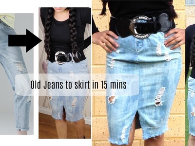 DIY: Convert old Jeans into Skirt | DIY Old jeans | Recycle Old Jeans | DIY Denim Skirt