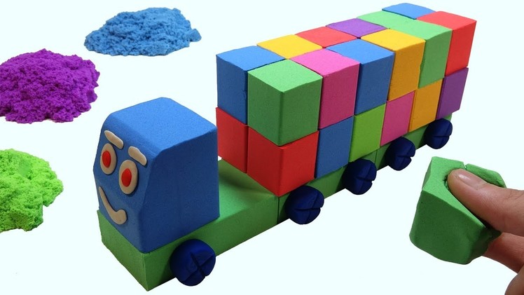 DIY How To Make Kinetic Sand Container Truck Cars For Kids - Learn Colors Cars For Children