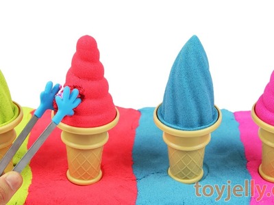 DIY How To Make Kinetic Sand Soft Serve Ice Cream Learn Colors Slime Play Doh Popsicle Peppa Pig