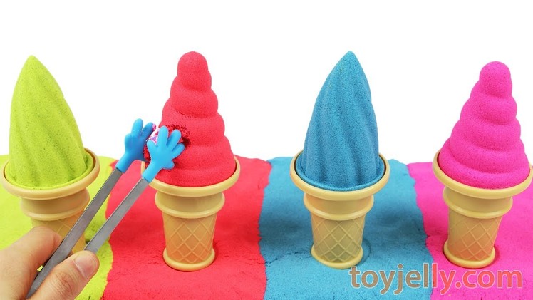 DIY How To Make Kinetic Sand Soft Serve Ice Cream Learn Colors Slime Play Doh Popsicle Peppa Pig