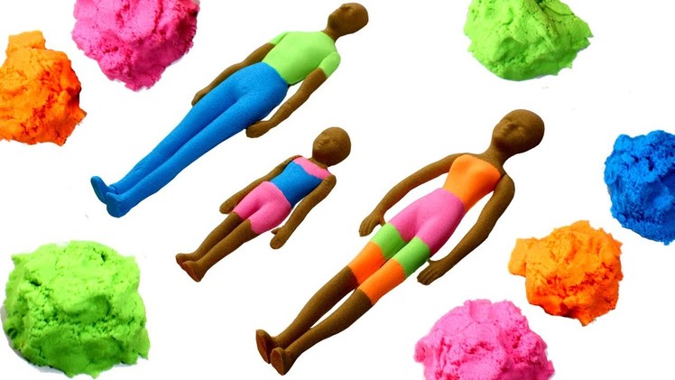 DIY Kinetic Sand Human Family | How to Make Kinetic Sand Daddy, Mommy & Kid Learn Colors for Kids