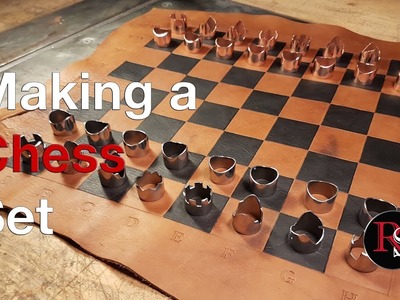 DIY - Making a Chess Set. Leather Chess Board and Copper & Steel Pieces