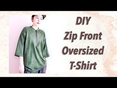 DIY Oversized T-Shirt with Zipper Frontㅣmadebyaya