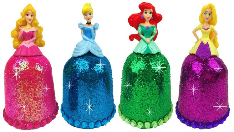 DIY Play Doh Sparkle Disney Princess Dresses Frozen Elsa Ariel Magiclip Super Glitter Play Doh Dress
