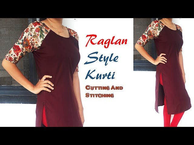 DIY Raglan Style Kurti cutting And Stitching, Raglan Sleeves Cutting and Stitching