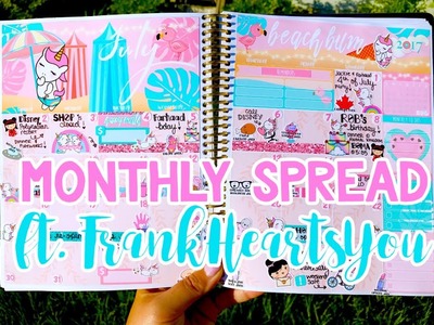 ERIN CONDREN DELUXE MONTHLY PLANNER - JULY MONTHLY SPREAD ft. FrankHeartsYou. NoWhiteSpaceStickers