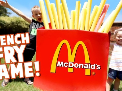 GIANT McDonald’s Happy Meal French Fries Challenge! DIY Backyard Game & Family Fun by KIDCITY