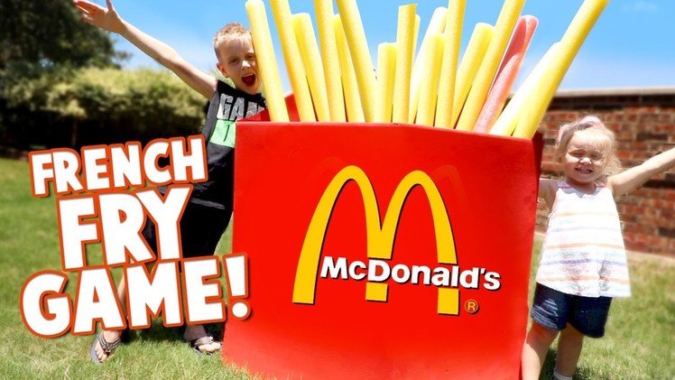 GIANT McDonald’s Happy Meal French Fries Challenge! DIY Backyard Game & Family Fun by KIDCITY
