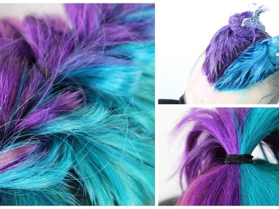 Half Blue + Half Purple Hair DIY