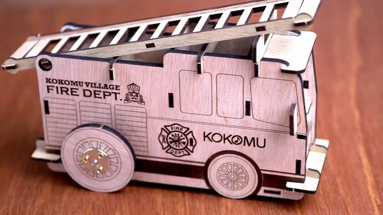 KOKOMU Fire Truck DIY Music Box 敲敲木-消防車DIY音樂盒