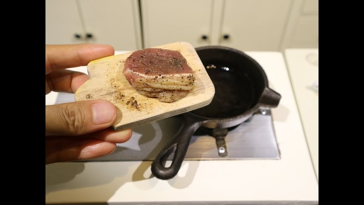 Miniature Cooking: Beef Steak Recipe  (DIY) (Mini Food) (Cooking Sound) (ASMR) (KIDS TOYS)