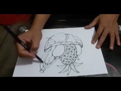 Art & Craft: How to Draw A Fruit Basket with Fruit ফলসহ ফলের ঝুড়ি অংকন