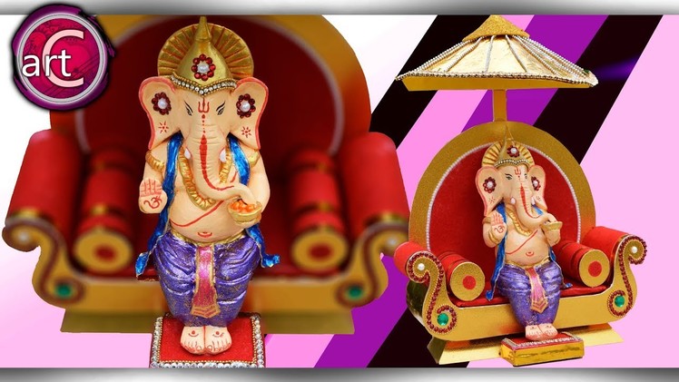 Clay Ganesha Making | Clay Craft | DIY Singhasan making | Ganesh Churthi | Art with Creativity 257