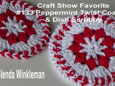 Craft Show Favorite #133 Peppermint Twist Coaster & Dish Scrubby (Free Pattern end of video)