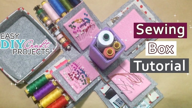 DIY Easy Craft Sewing Box Tutorial | How to make a Sewing Box with Felt, Fabric & Cardboard