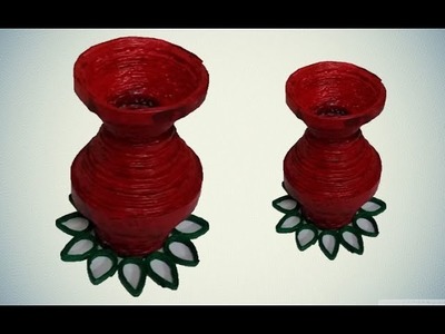 DIY | How to make newspaper flower vase | newspaper craft | Art with Neha