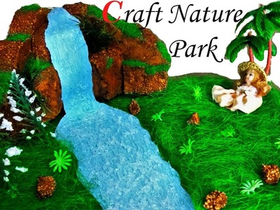 DIY make a craft Nature park by hot glue, newspaper and craft material | Glue waterfall