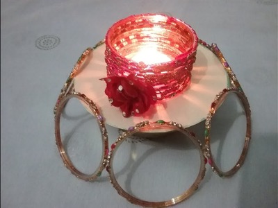 DIY waste bangles craft ideas for diwali,hand made home decor 2 in 1 ideas from Best out of waste #2