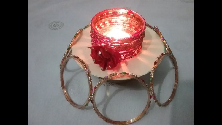 DIY waste bangles craft ideas for diwali,hand made home decor 2 in 1 ideas from Best out of waste #2