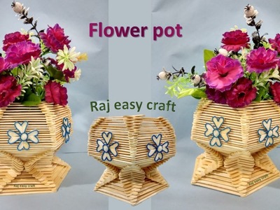 Flower pot making with ice cream sticks || Diy || craft Popsicle stick