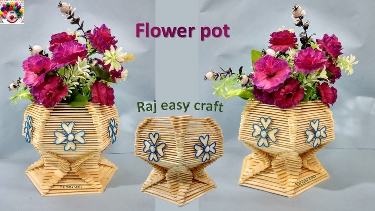 Flower pot making with ice cream sticks || Diy || craft Popsicle stick