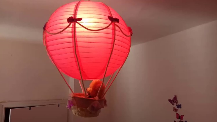 Hot Air Balloon Lamp Light Shade pink teddy bear Handmade craft