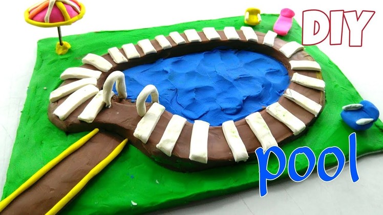 HOW TO MAKE Diy Clay swimming pool stop motion animation miniature craft