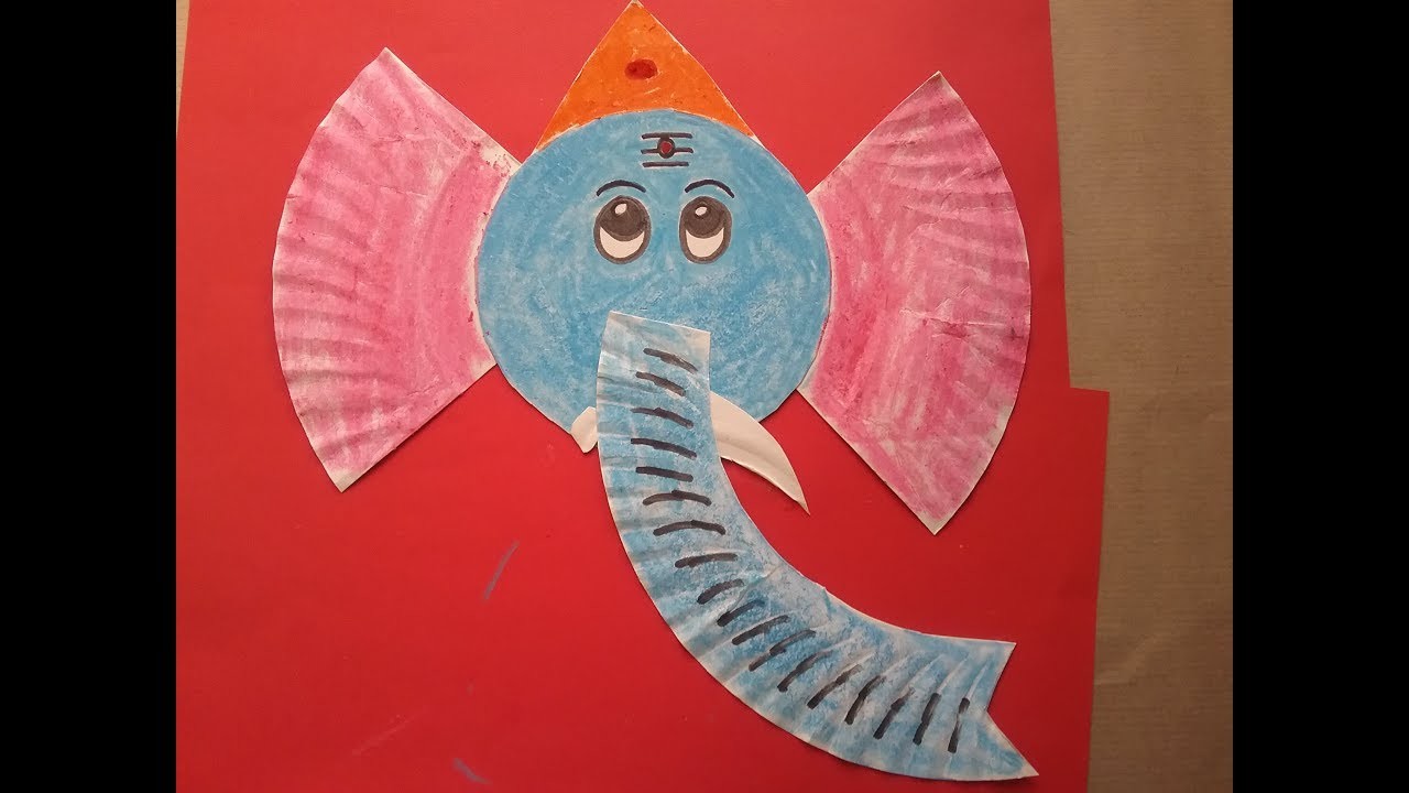 How to make Ganesha mask, craft work with paper plate, DIY Ganesha mask.