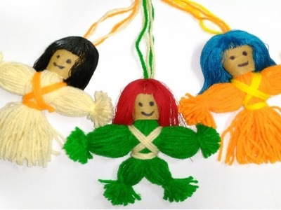 Make a doll, How to make doll from woolen yarn, Easy craft design