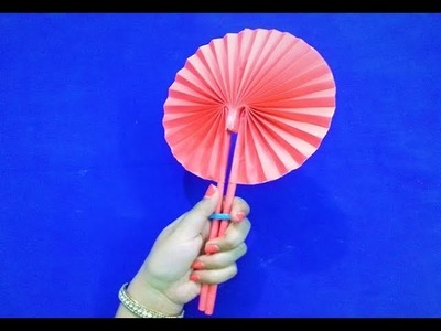 Origami hand fan - Homemade paper Hand Fan - kids craft ideas - DIY